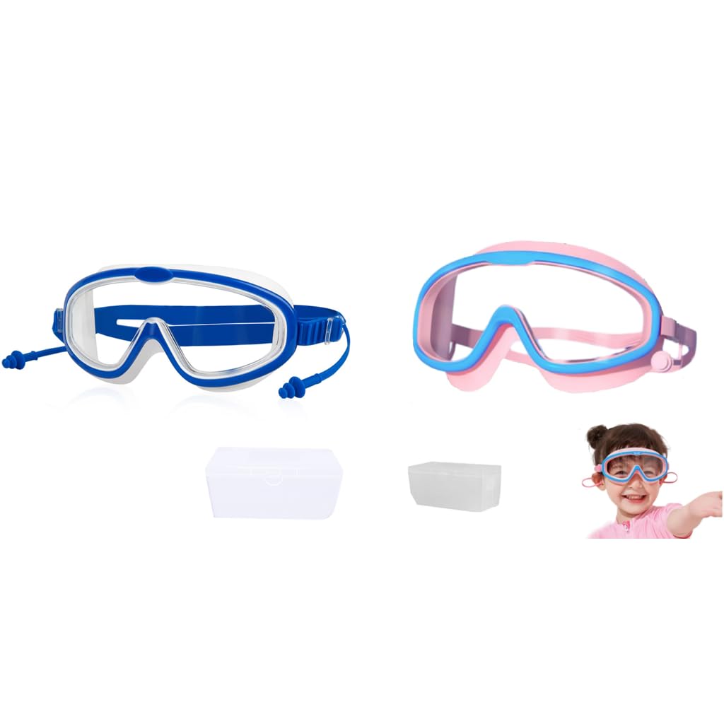 Proberos Swimming Goggles for Kids with Ear Plugs featuring Leakproof Anti-Fog UV Protection