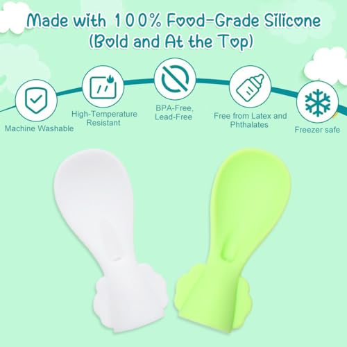 SNOWIE SOFT® 2Pcs Baby Spoon 2 in 1 Silicone Feeding Straw Spoon Puree Bag Connectable Silicone Baby Straw Spoon for Baby Food Bag Pouches Food Pouch Spoon Attachment