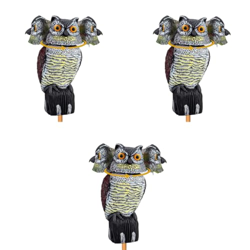 HASTHIP® Outdoor Bird Repellent Devices Pigeon Deterrent Scare for Balcony 360 Degree Rotating Head Owl Decoys Garden Yard 3PCS