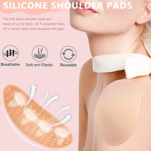 PALAY® 2 Pairs Shoulder Push-up Pads for Women Clothing, Silicone Sponge Adhesive Shoulder Pads Reusable Breathable Shoulder Enhancer Pads- Black & Flesh Color