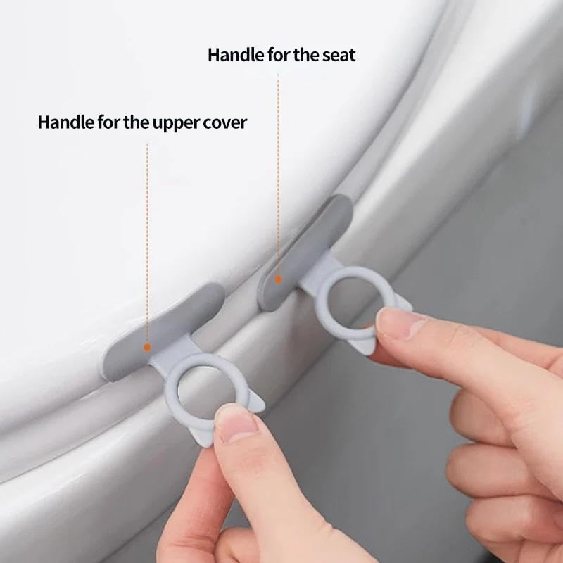 HASTHIP Silicone Toilet Lid Lifter Rings for Bathroom Use with Peel and Stick Cat Design Pack of 4