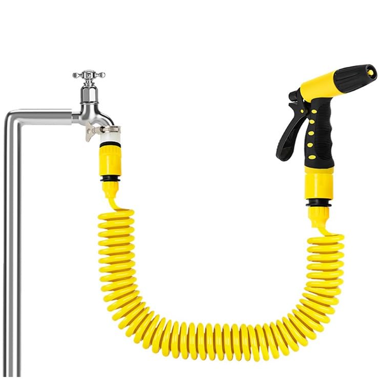 HASTHIP® Pressure Water Spray Gun Kit with 10m Telescopic Water Hose, Universal Faucet Adapter, and 2 Spray Nozzles for Car Washing and Garden Cleaning