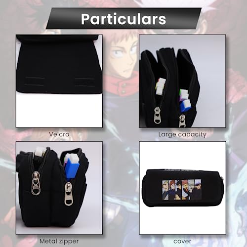 FANCYKU® Jujutsu Kaisen Polyester Pencil Case Anime Pencil Pouch Cartoon Prints Pen Pouch Large Capacity Pu Pencil Bag Stationery Organizer Students Gift Children's Day Gift School X 3