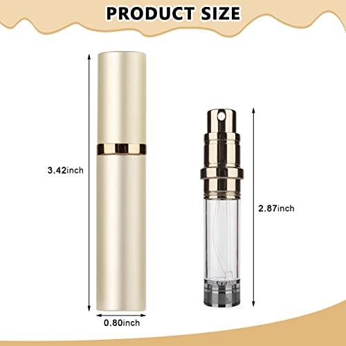 MAYCREATE® 5ml Mini Travel Perfume Refill Bottle Atomiser, Upgraded Leakproof Refillable Perfume Bottle, Matte Metal Empty Perfume Spray Bottle Scent Pump Case for Women Men (Gold)