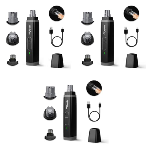 Qpets® Professional Electric Dog Nail Grinder with 2 LED Light Trimmer for Cat Low Noise Pet Clippers Cutter 3 PCS
