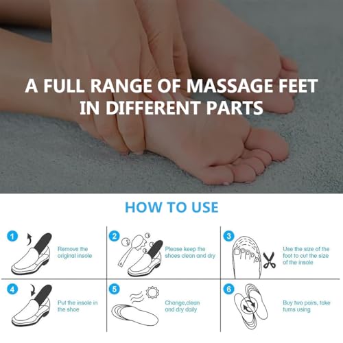 HANNEA® 1 Pair Acupressure Shoe Sole Breathable Magnet Nubs Massager Insoles for Men Women Stimulate Blood Circulation Relieve Tension Tools Kit M EU 41-46 3 PCS