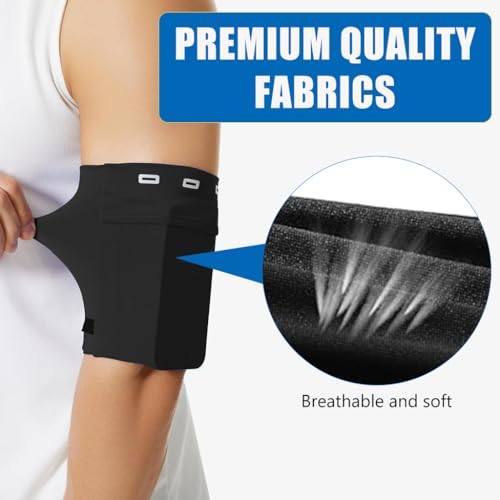 Proberos® Running Armband Cell Phone Pouch Fashion Reflective Strip Design Sport with Zipper Earphone Cable Hole Stretchy Holder for Men Women L Black 3PCS