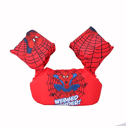 Proberos Kids Swim Vast One Piece Inflatable PVC Floating Vest Arm Floats Beginners Safe Floating Arm Floats Red Cartoon Kids Toddler Floating Vest Arm Floats for Toddler Kids 30-55 lbs