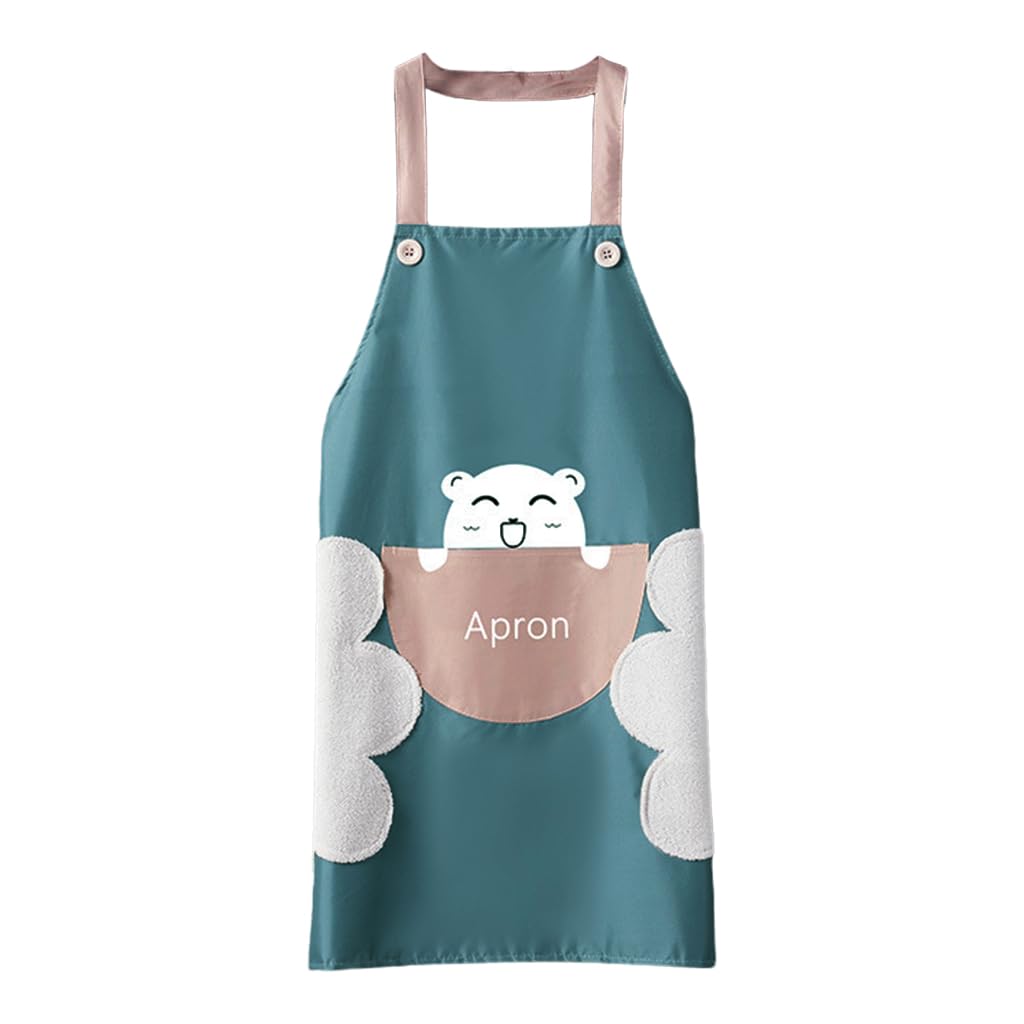 Zibuyu Kitchen Apron for Cooking with Coral Plush Hand Wiping Patches 27.56 in | Waterproof PVC for Women and Men