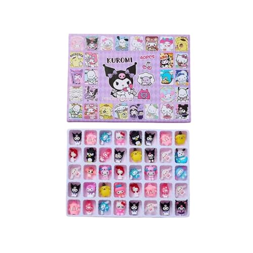 HASTHIP® 40 Pcs Kawaii San-Rio Kuro-mi Gift Box 12 Categories Merchandise Collectible Gift Box Blind with Doll,Plush,Ropes Clips Necklace Wallet Keychain Nails Stickers