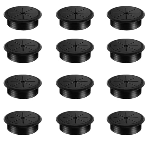 Serplex® 12Pcs 2 Inch Desk Grommet Desk Wire Cord Cable Grommets Hole Cover Flexible Desk Cord Grommets Cable Wire Grommet Cable Hole Cover for Managing and Hiding Office PC Desk Cable Cord