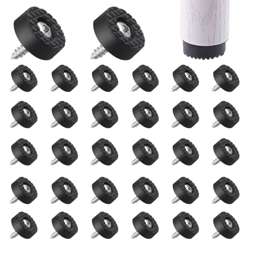 Serplex® 32Pcs Table Feet Pads, Screw-in Floor Protectors Wooden Furniture Feet Pads, Wear-Resistant PVC, 3cm Dia, Anti-Slip Feet Risers for Table, Chair, Stool, Desk