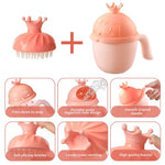 SNOWIE SOFT® Baby Shower Cap Hair Brush Rinse Cup Soft Silicone Crown Cap Bath Cap Protecting Eye & Ear Adjustable Baby Shower Crown Cap Baby Shower Gifts, Pink