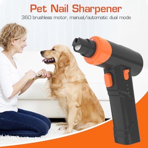 Qpets® Dog Nail Grinder Cat Nail Cutter, Low Noise Electric Dog Nail Trimmer with LED Light & 3 Grinding Speeds, Pet Grooming Nail Grinder Rechargeable Nail Cutter for Cat Dog