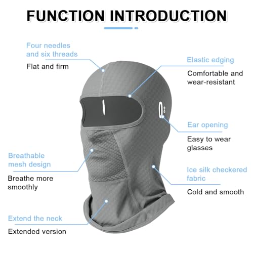 Proberos® Balaclava Face Mask Sun UV Protection Breathable Full Head for Men Women Skiing Cycling Grey 2PCS