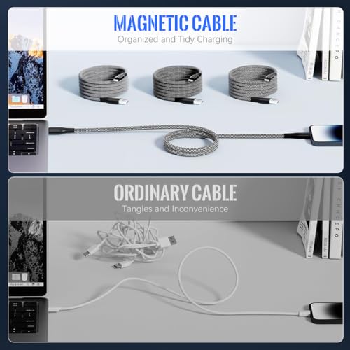 Verilux® 3.3Ft Type C to C Cable 100W Fast Magnetic Charging 480Mbps Data Transfer Nylon Braided for iPhone 16 Plus Pro Max 15 Galaxy S24 S23 MacBook 3 PCS