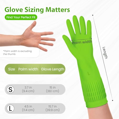 Supvox® 2 Pairs Reusable Rubber Hand Gloves, Long Elbow Hand Gloves for Cleaning, Gardening, Laundry Sanitation Home Kitchen Cleaning Gloves/Dish Washing Gloves (Green, Pink)