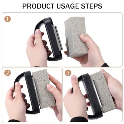 Supvox Kitchen Stain Scrubber Cleaning Brush Grill Stain Scrubber with Handle Utility Utensils Cleaning Scrubber for Pan, Pot, Griddle, Steel Made Utensils