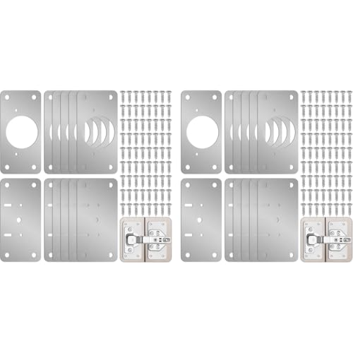 Serplex® 24PCS Hinge Repair Plates and Screws Pack Auto Concealed with Pre-Punched Holes Universal Stainless Steel Door for Cabinets Cupboard Wardrobes