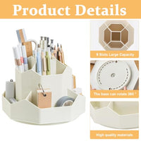 Climberty® Pen Stand for Study Table, 9 Slots Pen holder 360 Degree Rotating Desk Organizer, Desktop Storage Pen Organizers Stationery Supplies, Cute Pencil Cup Pot for Office School Home (Beige)