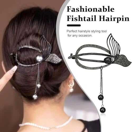 PALAY® Girls Hair Clips 2pcs Pearl Hairpin Golden Hollow Out Chinese Fan Hair Clips for Women Girls Hair Accessories Gift for Girls