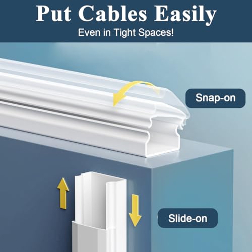 Serplex® 9PCS Cord Hider 15.7 Inches Connectable Cable Cover for Wall, Sliding Raceway, Wire Hider for TV, White