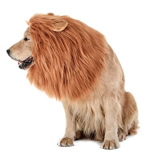 Qpets® Dog Lion Mane Funny Headwear for Lion Mane for Dogs Lion Hair Ear Headwear for Dog Halloween Party Festival Headwear