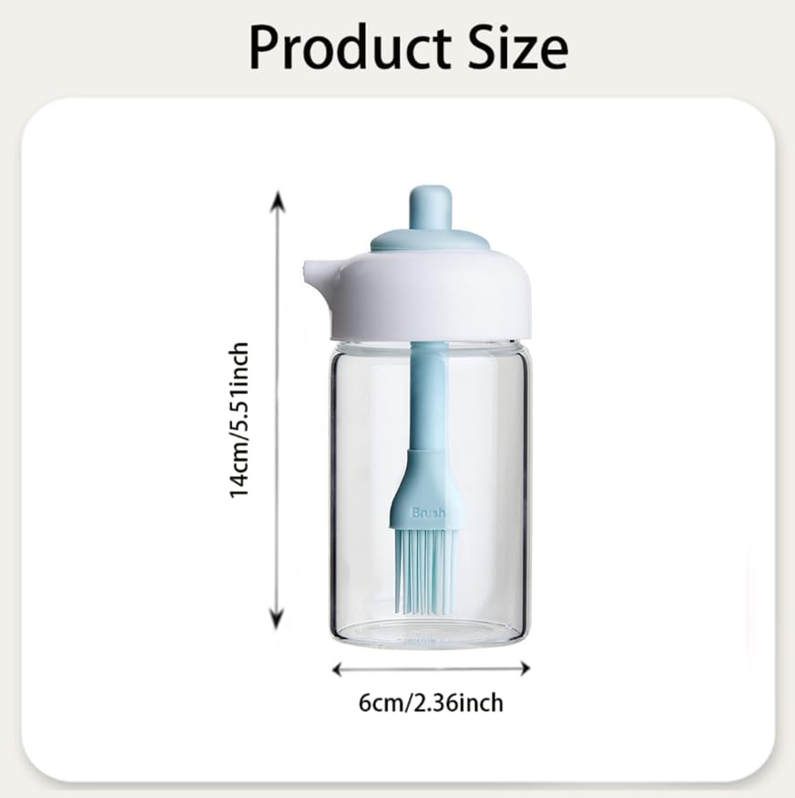 ZIBUYU Glass Olive Oil Dispenser Bottle for Cooking and Baking with 230ml Capacity | Integrated Silicone Brush and Lead-Free Design
