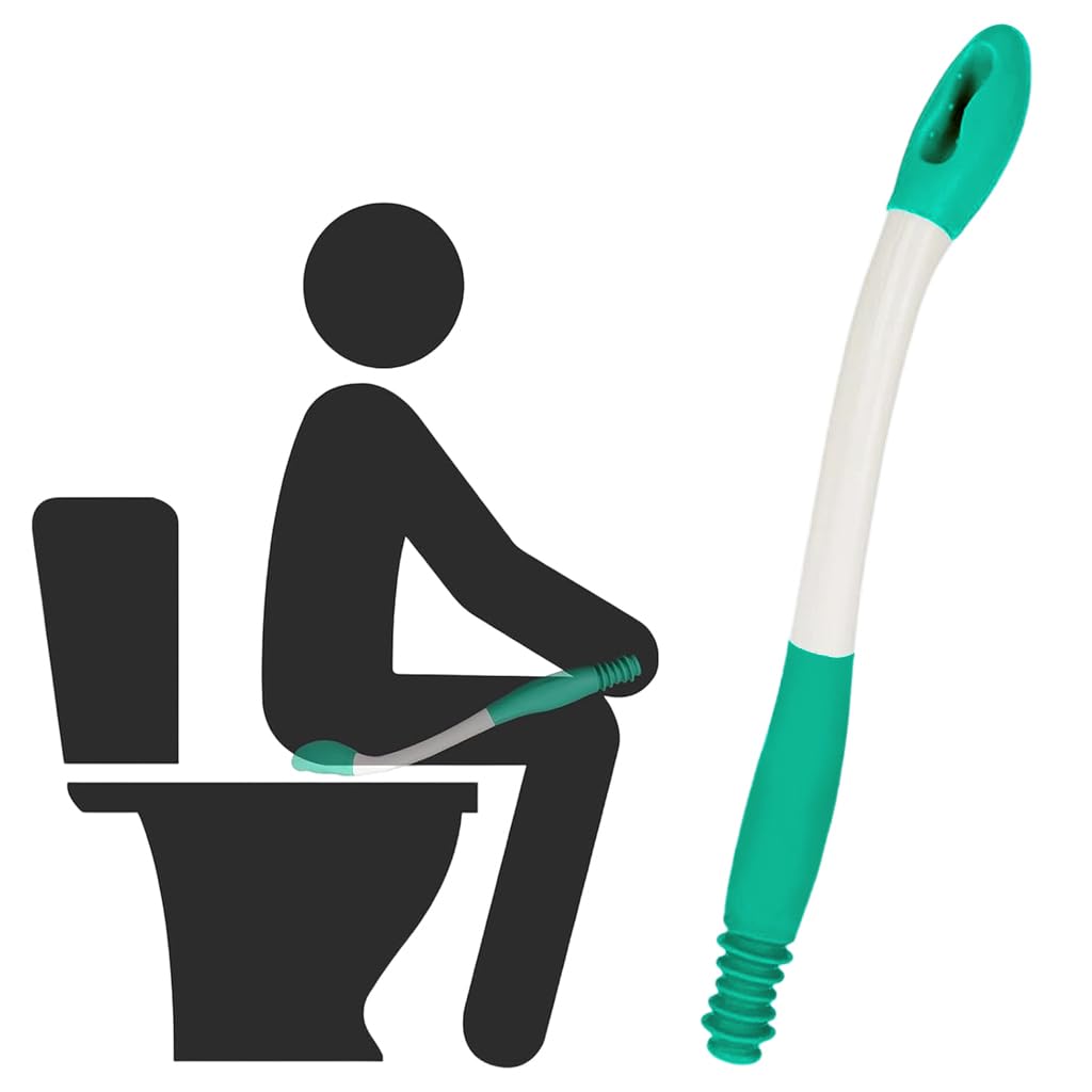 HANNEA Toilet Aid Bottom Wiper for Elders with 38 cm Handle featuring One Button Release | ABS and TPR Construction