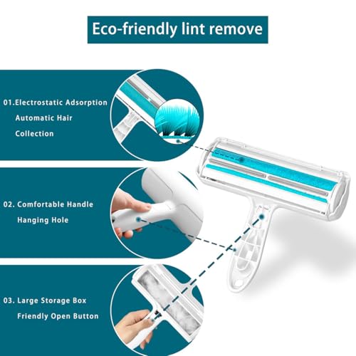 ZIBUYU® Carpet Hair Remover Tool Durable Reusable Pet Hair Cleaner for Carpets,Rugs,Upholstery and Car Interiors Efficiently Removes Dog and Cat Without Adhesives or Batteries