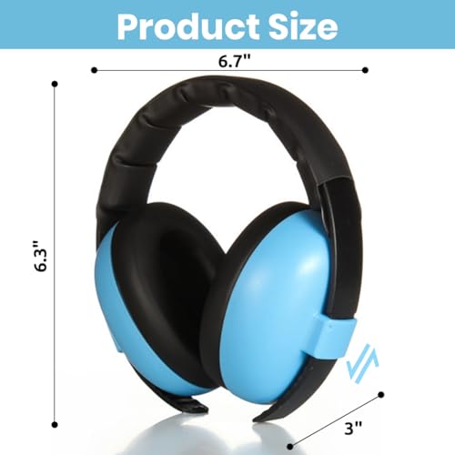 SNOWIE SOFT® Noise Cancellation Ear Muffs for Kids Baby Toddler Noise Reduction for 0-3 Years Old On Flight Sleep Travel Blue 3 PCS