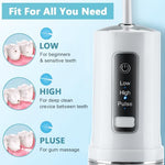 HANNEA® Water Dental flosser for Teeth Cleaning, Mini Portable Rechargeable Dental Oral Flossing Irrigator with 230ML Water Tank for Braces, 4 Jet Tips, 3 Modes & IPX7 Waterproof, for Travel & Home