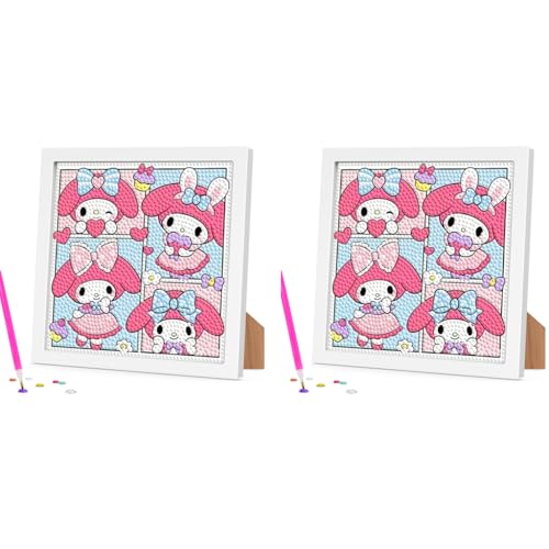 PATPAT® DIY Diamond Painting Kit for Kids 7 Inches Cute Melody Art with Wooden Frame Desk Decoration Craft Gift 2PCS