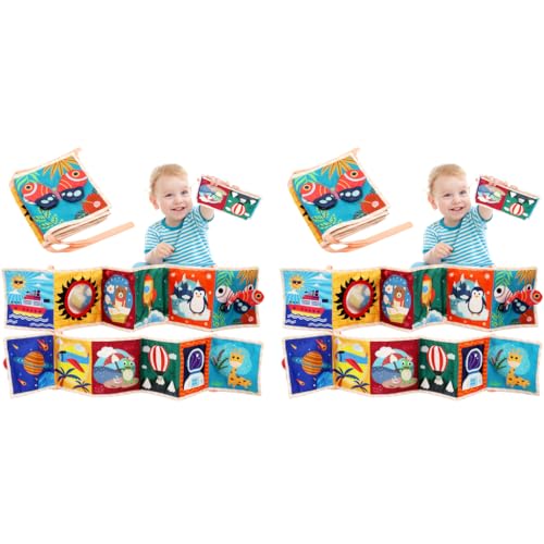 SNOWIE SOFT® Butterfly Cloth Book for Baby 6 to 12 Month with Mirror Double-Sided Crib Tummy Time Toys High Contrast Montessori Visual Stimulation Washable Boy Girl Gift 2PCS