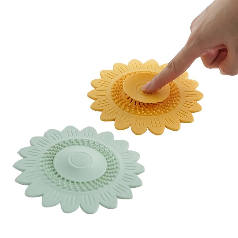 HASTHIP® Bathroom Drain Cover - 2pc Hair Catcher for Bathroom Silicone Sink Filter Hair Catcher Shower Drainage Protector Floor Anti-Smell Cover