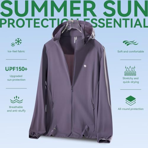Venzina® UPF 150+ Sun Jacket for Women, Stylish UV Sun Protection Jacket, Cool Feel Quick Dry Sun Hoodie, Fashion Modern Fit with Removable Hat & Zip Pocket, Lavender, M