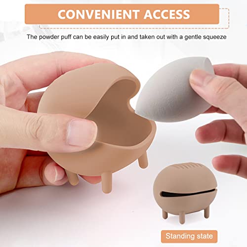 ZIBUYU® coffee Makeup Sponge Holder,Silicone Beauty Blender Sponge Drying Stand Eco Friendly Organizer,Breathable Makeup Blender Case for Travel