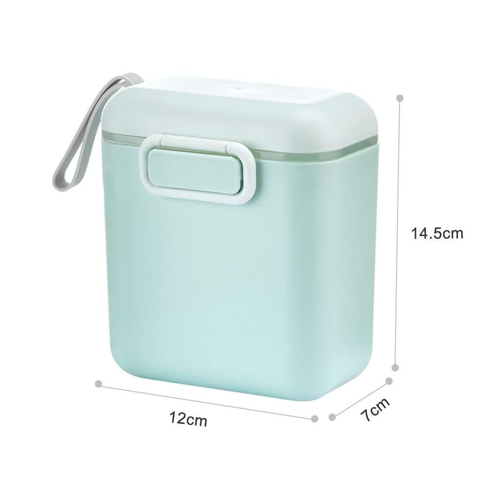 SNOWIE SOFT® 300g Baby Formula Dispenser, Portable Milk Powder Dispenser Container with Carrying Handle and Scoop, Foodgrade PP Double Layer Anti-Leak Design for Outdoor Travel Home (Green)