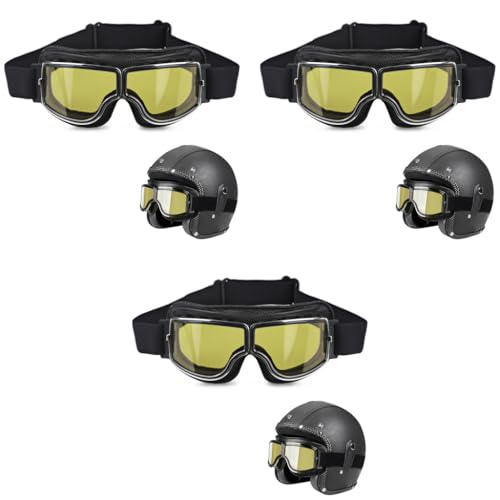 Proberos® Motorcycle Bike Goggles Yellow Windproof ATV Sunglasses Dustproof Racing Scratch Resistant Ski Protective Safety Glasses 3PCS