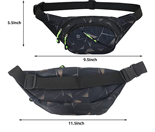 Optifit Waist Bag for Travel and Running with 4 Zippered Pockets and Adjustable Strap | Waterproof Nylon Fanny Pack