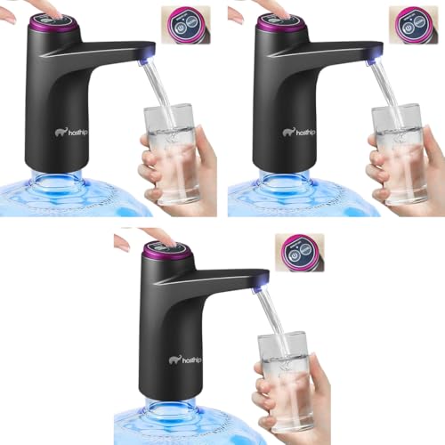 HASTHIP® Automatic Water Dispenser Pump Portable Can with USB Rechargeable Battery Suitable for 2.16-Inch 5.5cm Neck Home Office 5 Gallon 3 PCS
