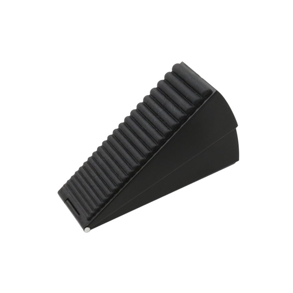 HASTHIP® Heavy Duty Metal Door Stop Up to 3 inch Tall, Stainless Steel Black Rubber Door Wedge