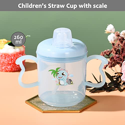 SNOWIE SOFT® @ Toddler Water Bottle with Ears Foodgrade PP Cup Drinking Cup with Silicone Straw Heat Resistant Water Cup Milkpowder Bottle with Calibrated Scale 260ml Heat Resistant Microwave Use