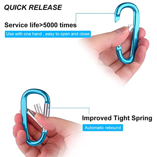 Proberos® 5PCS Carabiner 3.1 Inch Aluminum D-Ring Keychain Chain Lock Clip Hook Accessories Hiking Travel Kits Outdoor Camping Fishing Home RV