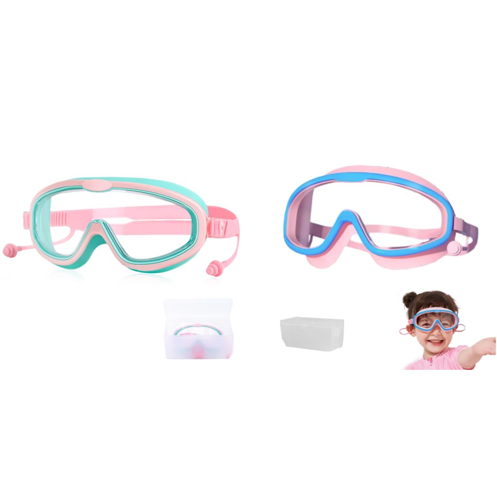 PROBEROS Kids Swimming Goggles with Ear Plugs and Case featuring Anti-fog UV Protection for Boys and Girls Age 6–14
