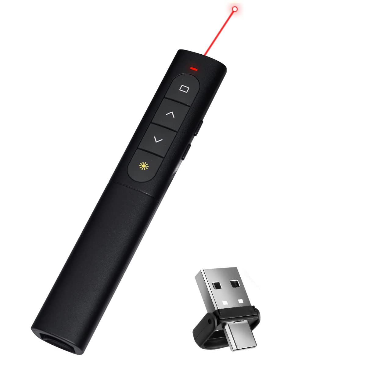 Verilux® Pointer for Presentation with 2 in 1 2.4GHz Receiver USB Rechargeable Wireless Presenter Remote with Laser Pointer Presentation Clicker Volume Remote Control for Keynote/PPT/Mac/PC/Laptop