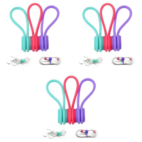 ZIBUYU® Cable Organizer for Desk Magnetic Cord Management Silicone Ties for USB Data Wired Earphone Durable Wire Table 9PCS