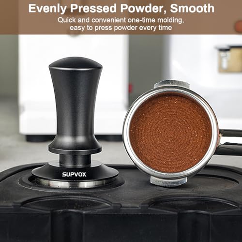 Supvox® 51mm Coffee Tamper Premium Accessories with Calibrated Spring Loaded Flat Stainless Steel Base for Espresso Machine Black 2 PCS