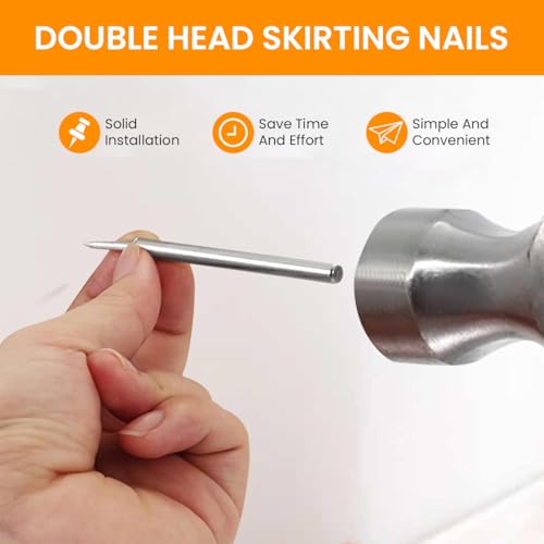 Serplex® 400Pcs Traceless Nails for Wood Borders, Invisible Double-Headed Stainless Steel Screw Nails, Equipped with 4 Nail Specific Sleeve Tool, for Seamless Skirting Thread with Solid Wood Baseboard