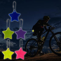 PALAY® 5Pcs Safety Reflector Pendant for Backpack Star Reflective Pendent Tags High Visibility Color PVC School Bag Reflector for Cycling Running Camping